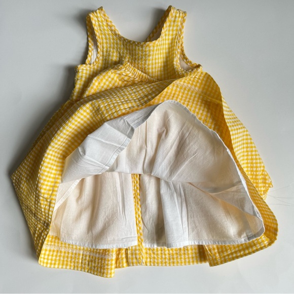 Ralph Lauren Yellow and White Gingham Seersucker Dress and Bloomer, Size 12M - Picture 10 of 12